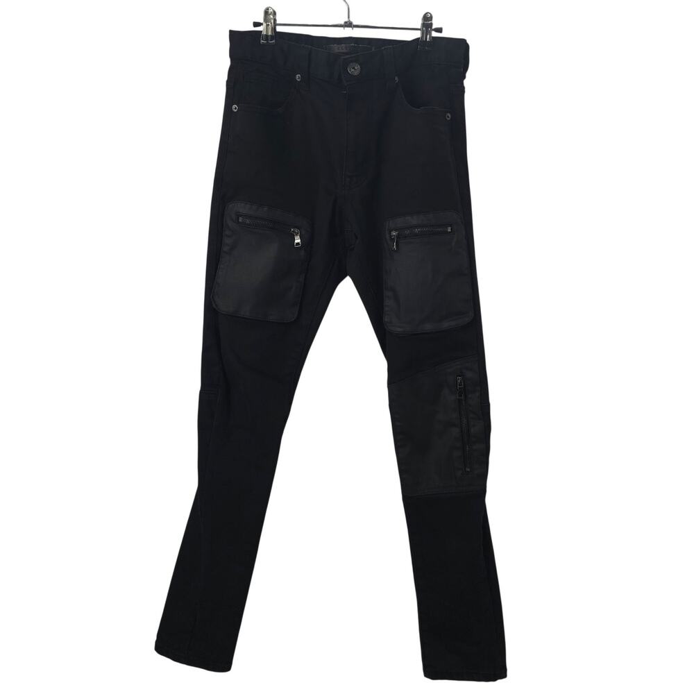KLOUD9 Jeans Mens 32 Black Cargo Denim Slim Tapered Pockets Streetwear Pants